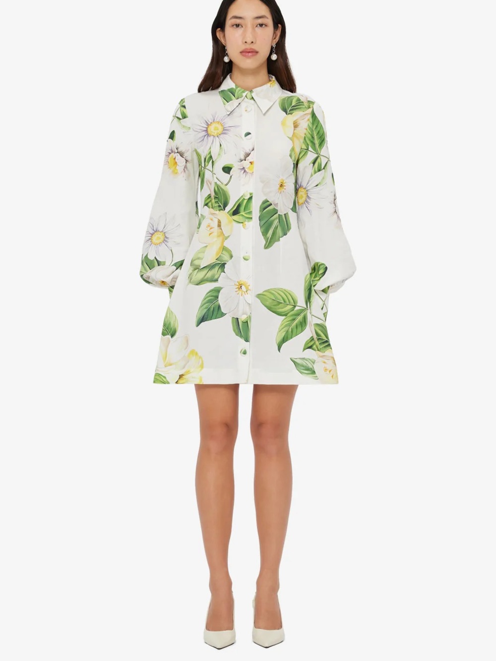 LEO LIN Luminous Linen Blend Mini Dress Joie Snow Floral Size 2 NWT